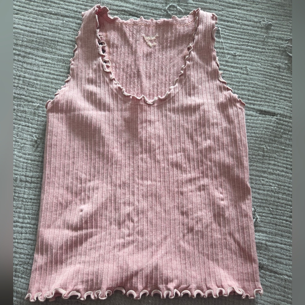 Gymshark Pink Ribbed Lettuce-Edge Tank